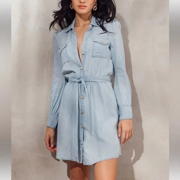 Generation Love Drapey Light Wash Denim Drapey Dress Sz XXS $350 NWT - Picture 1 of 7